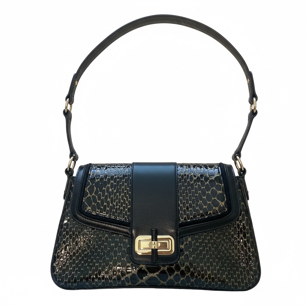 Brahmin Nerida Shoulder Bag – Black Cavatica Embossed Patent Leather